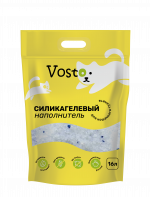 Vosto силикагелевый наполнитель для кошек, с синими гранулами, без аромата, 16 л