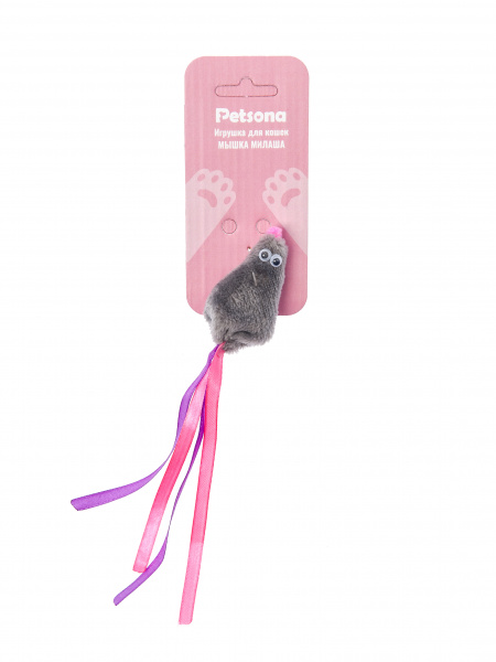 Petsona игрушка для кошек Мышка Милаша, с мятой, хвостик-ленточки