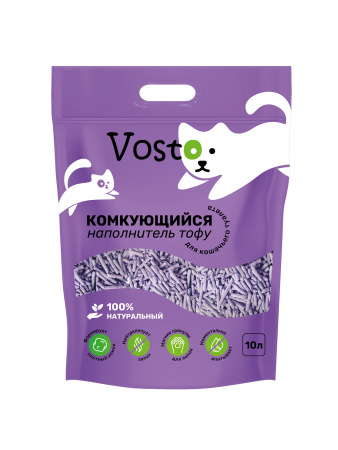 Vosto комкующийся наполнитель для кошек Тофу, лаванда 10 л